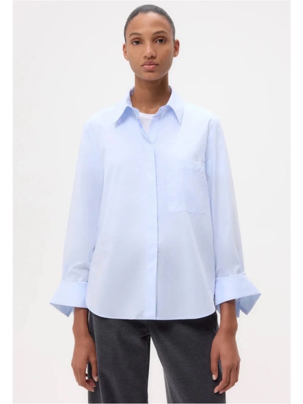 TWP Boyfriend Shirt 100% Cotton in Baby Blue , size M/L